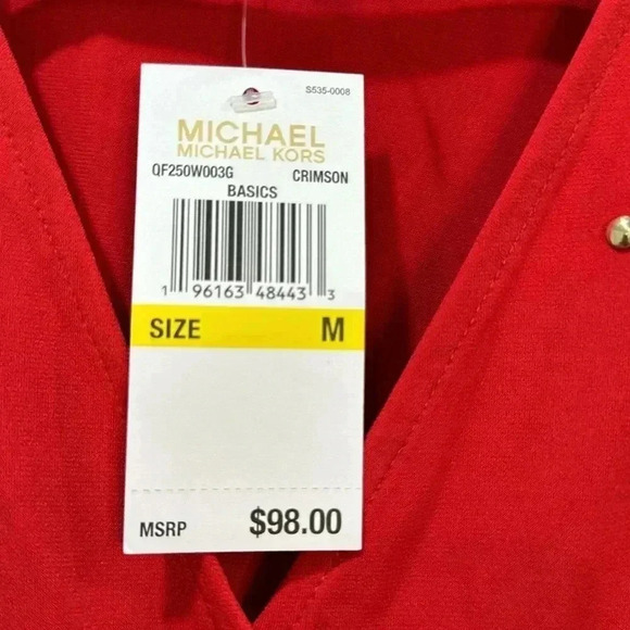 Michael Kors Gold Rhinestone V-Neck Long Sleeve Wrap Top - Size M - Picture 9 of 12